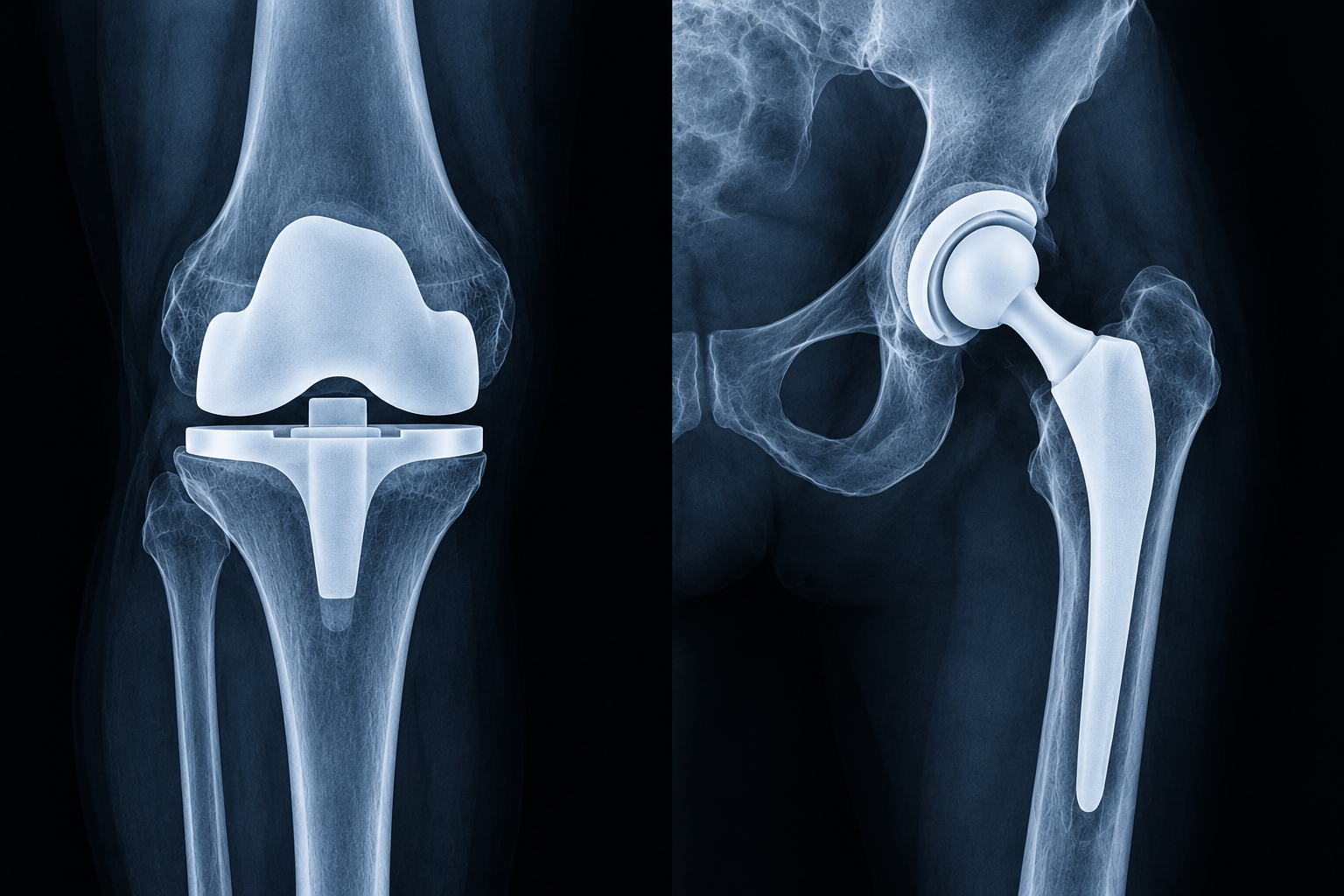 Illustration of a total knee replacement